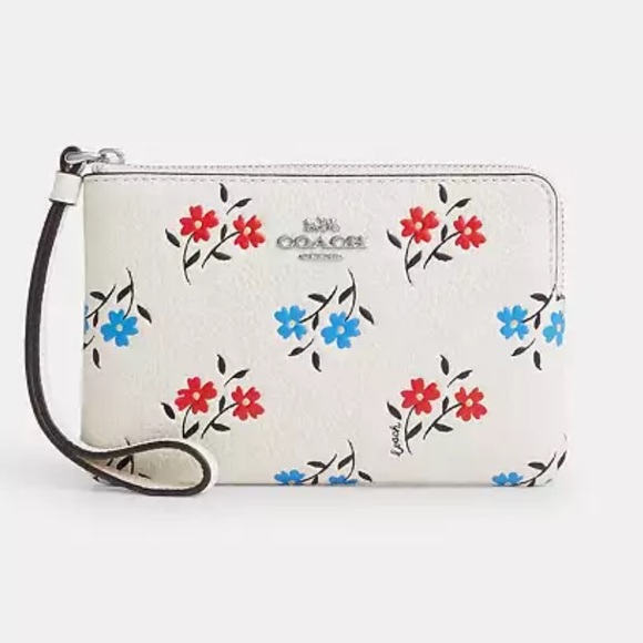 Coach Corner Zip Wristlet With Floral Print nwt - Picture 1 of 5